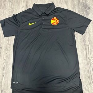 New! Nike DriFit x Atlanta Hawks Black Coach Golf Performance Polo Shirt~ M